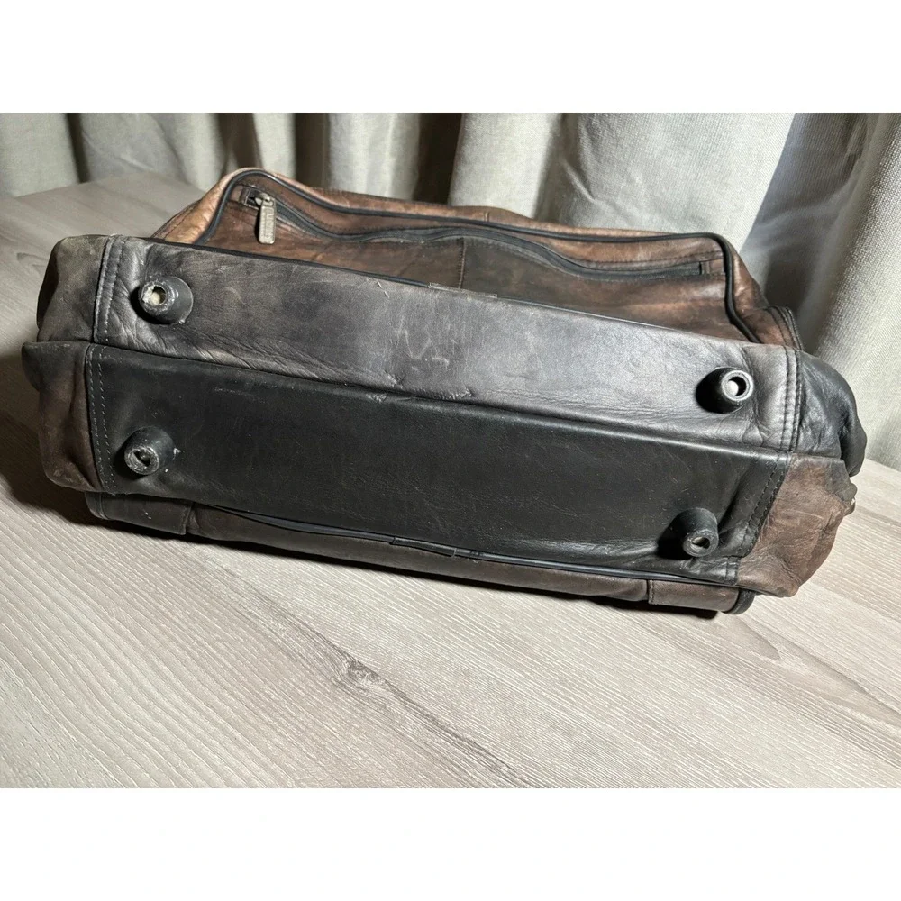 Avenues in America Mens Brown Leather Briefcase Laptop Bag Distressed Vintage